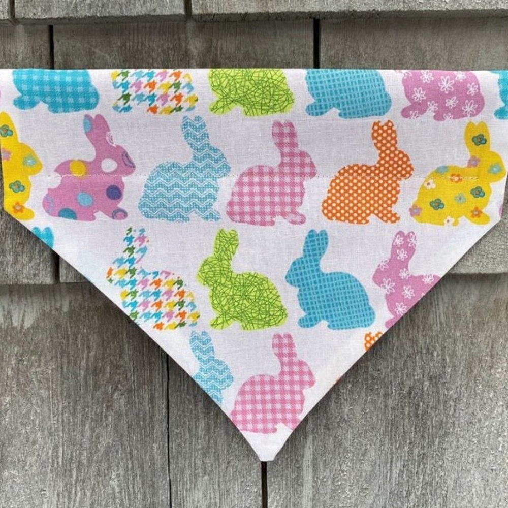 Dog Bandana Easter Bunnies Slides over Collar Size Large